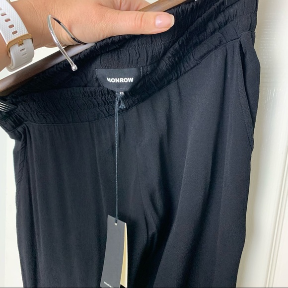 NEW Monrow Crepe Skinny Jogger Pants in Black XS - Picture 8 of 8